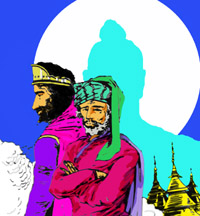 Один день принимал царь, один день
принимал советник, и желание обоих [принять будду] было исполнено.